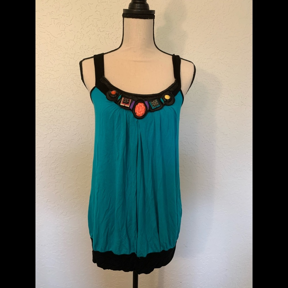 Jeweled turquoise dressy Tank Top